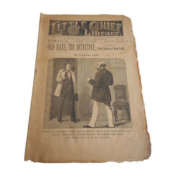 Rare Vintage Jan 7 1892 Little Chief Library Dime Novel Old Hays The Detective - Picture 1 of 4